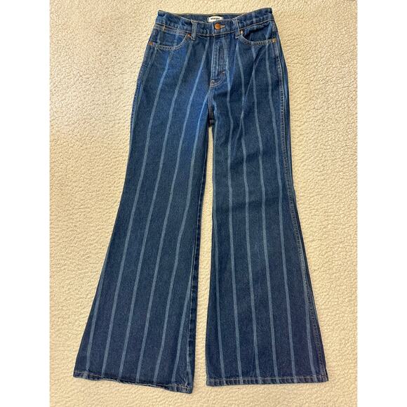 Wrangler Denim - Wrangler Womens Wanderer Pin Stride High Rise Flare Jeans Size 27